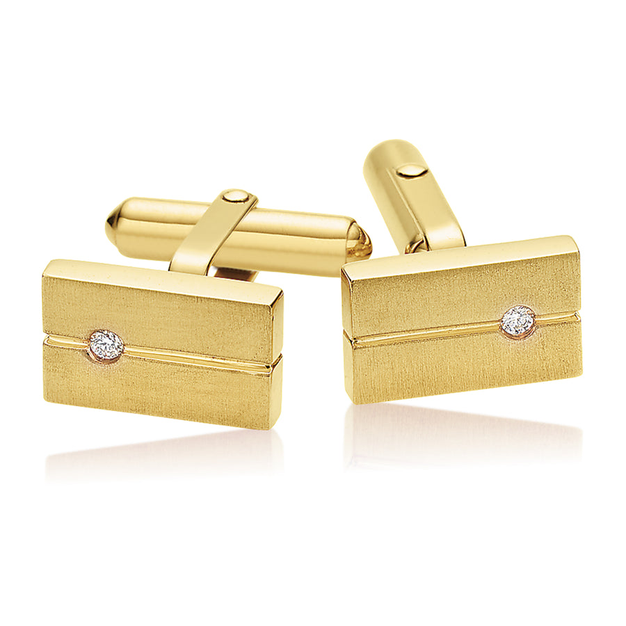 9ct Yellow Gold Round Brilliant Cut 0.07 CARAT tw of Diamonds Cufflinks