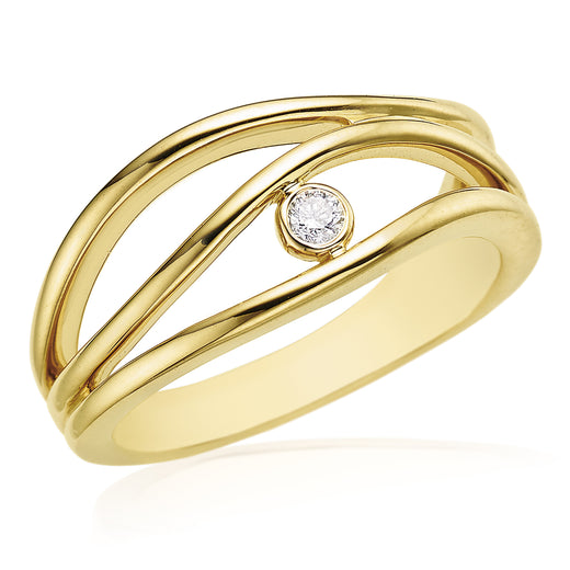 9ct Yellow Gold Round Brilliant Cut with 0.05 CARAT tw of Diamonds Ring