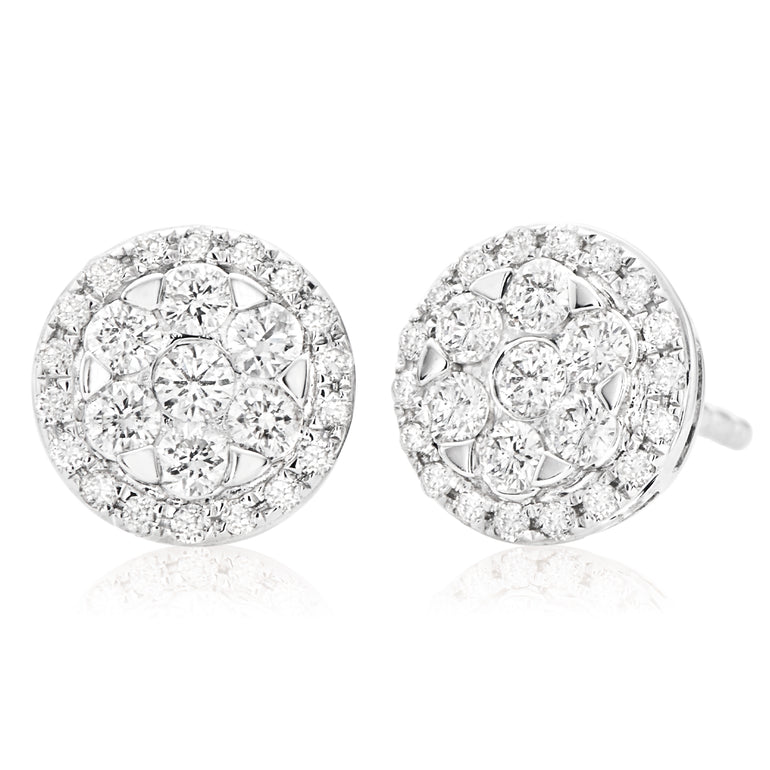 9ct White Gold Round Brilliant Cut with 1/2 CARAT tw of Diamonds Earrings