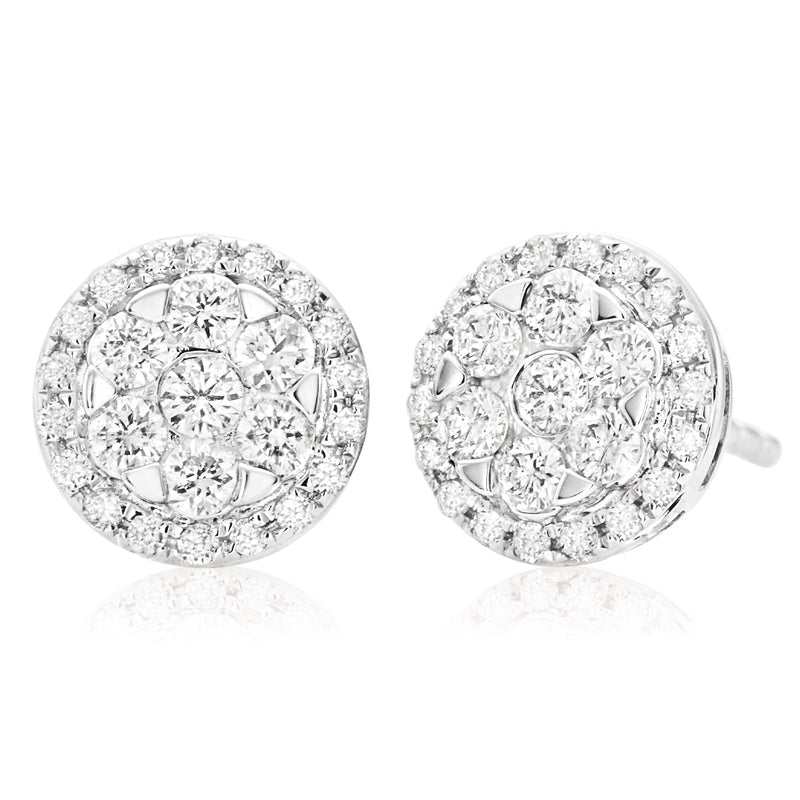 9ct White Gold Round Brilliant Cut with 1/2 CARAT tw of Diamonds Earrings