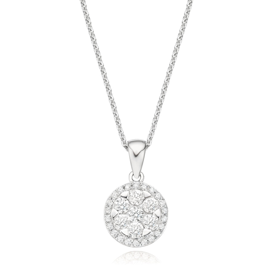 9ct White Gold Round Brilliant Cut with 1/2 CARAT tw of Diamond Pendant