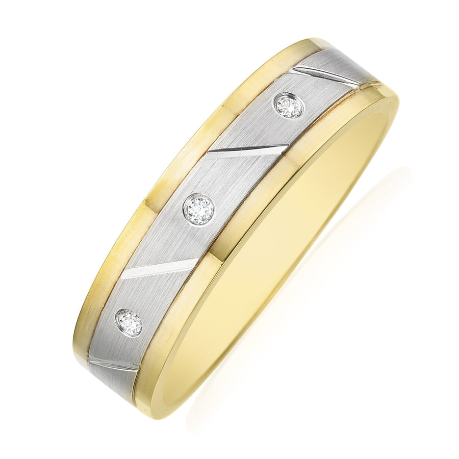 9ct Two Tone Gold Round Brilliant Cut with 0.05 CARAT tw of Diamonds Ring