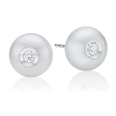 14ct White Gold Freshwater Pearl & Diamond Set Earrings