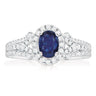 Vera Wang Love 18ct White Gold Oval Cut Sapphire and 3/4 CARAT tw of Diamonds Ring