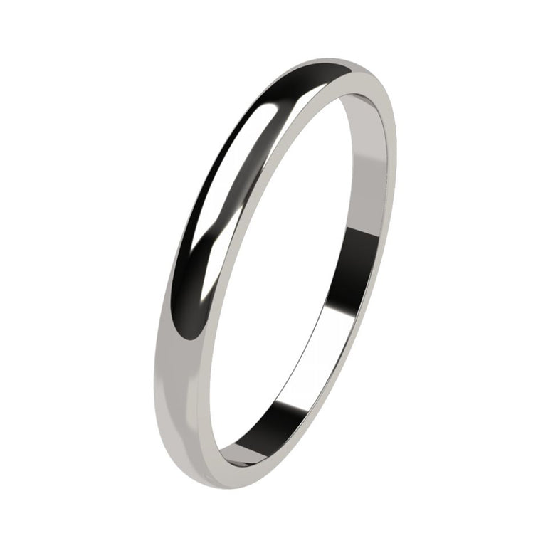9ct White Gold 3mm Flat Radious Ring