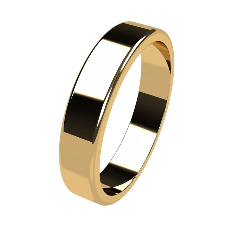 9ct Yellow Gold 4mm Flat Round Edge Ring