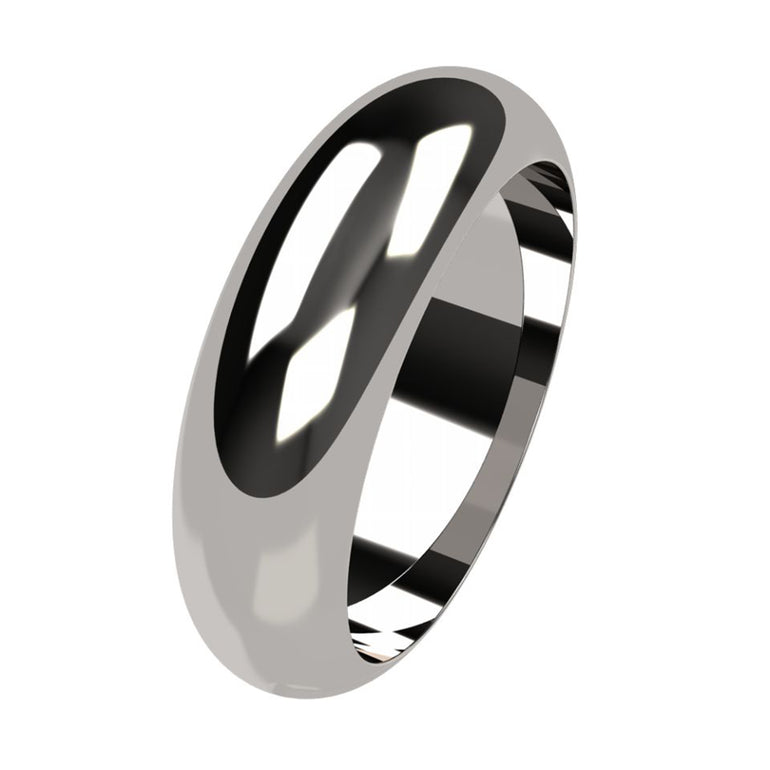 9ct White Gold 6mm High Dome Ring