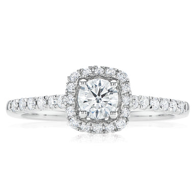 Halo 18ct White Gold Round Brilliant Cut with 0.55 CARAT tw of Diamonds Ring