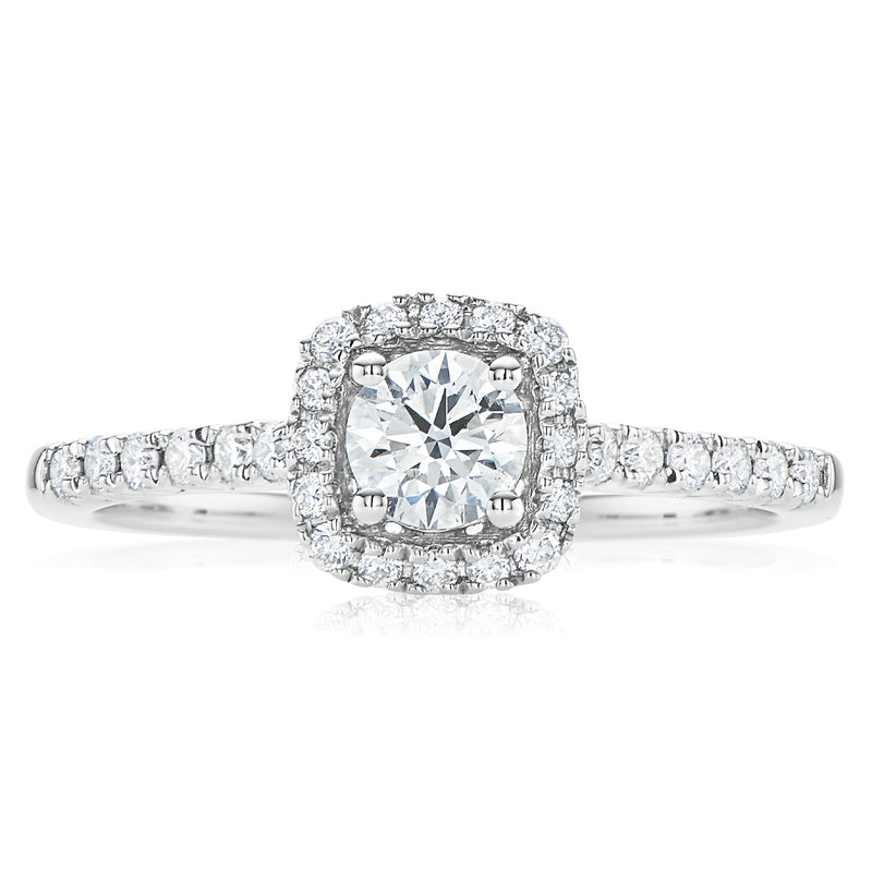 Halo 18ct White Gold Round Brilliant Cut with 0.55 CARAT tw of Diamonds Ring