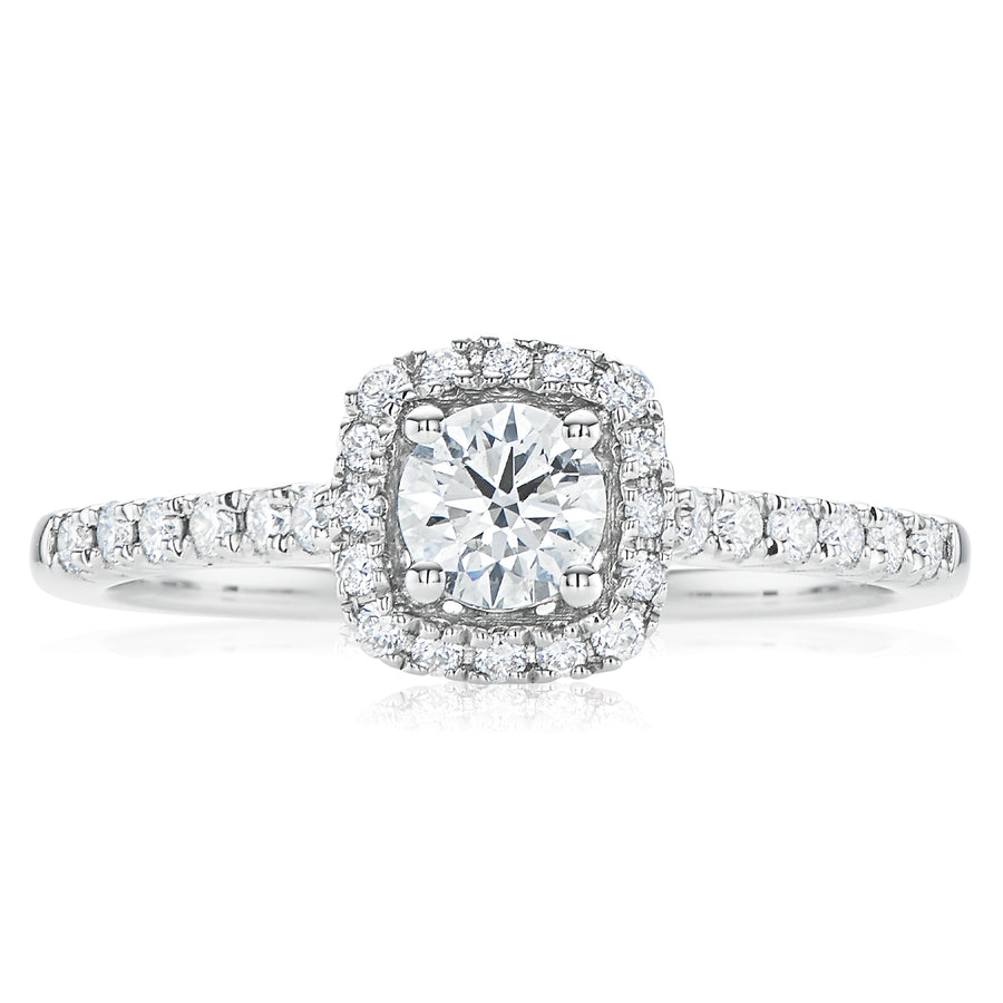 Halo 18ct White Gold Round Brilliant Cut with 0.55 CARAT tw of Diamonds Ring