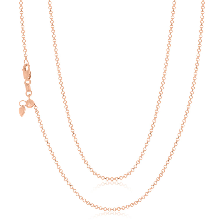 9ct Rose Gold 45-50cm Adjustable Round Belcher Chain