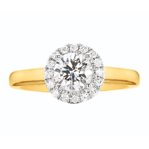 Halo 18ct Two Tone Gold Round Brilliant Cut with 0.60 CARAT tw of Diamonds Ring