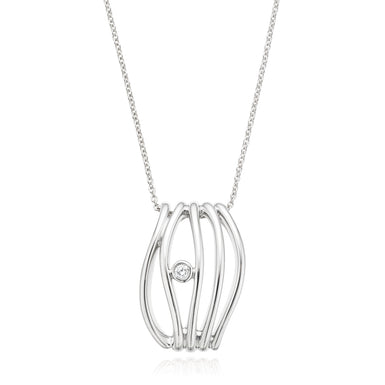 Sterling Silver Round Brilliant Cut Diamond Set Pendant