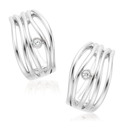 Sterling Silver Round Brilliant Cut Diamond Set Earrings