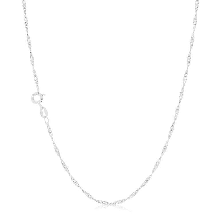 9ct White Gold 55cm Singapore Twist Chain