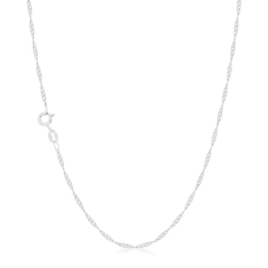 9ct White Gold 55cm Singapore Twist Chain