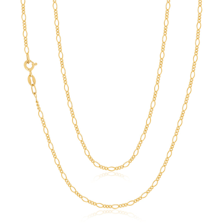 9ct Yellow Gold 55cm Diamond Cut 1:3 Figaro Chain