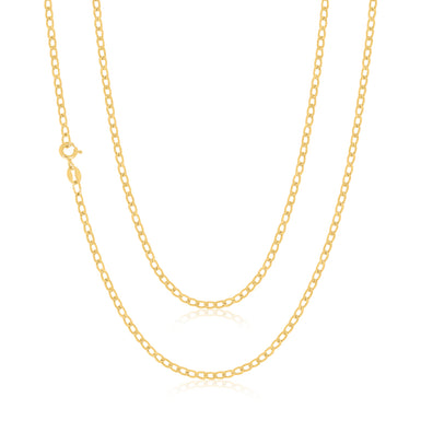 9ct Yellow Gold 55cm Diamond Cut Long Curb Chain