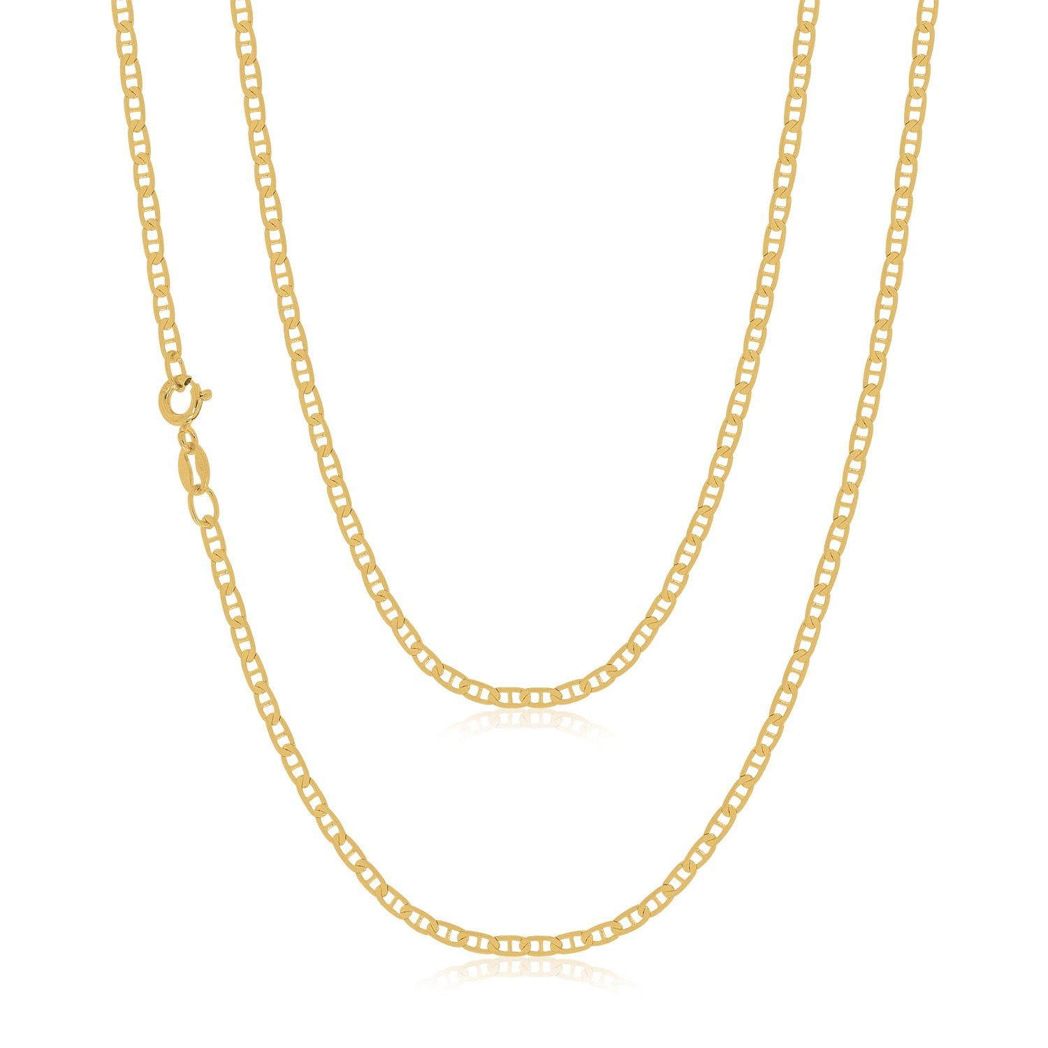 9ct Yellow 55cm Diamond Cut Bevelled Anchor Chain
