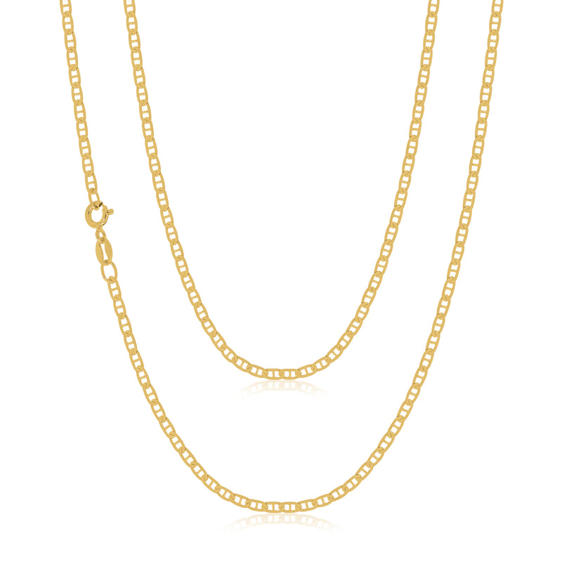 9ct Yellow 55cm Diamond Cut Bevelled Anchor Chain