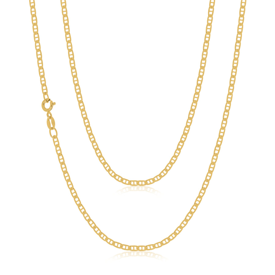 9ct Yellow 55cm Diamond Cut Bevelled Anchor Chain