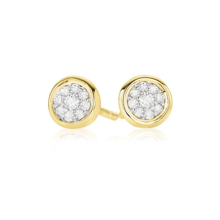 9ct Yellow Gold Round Brilliant Cut 0.12 CARAT tw of Diamonds Earrings
