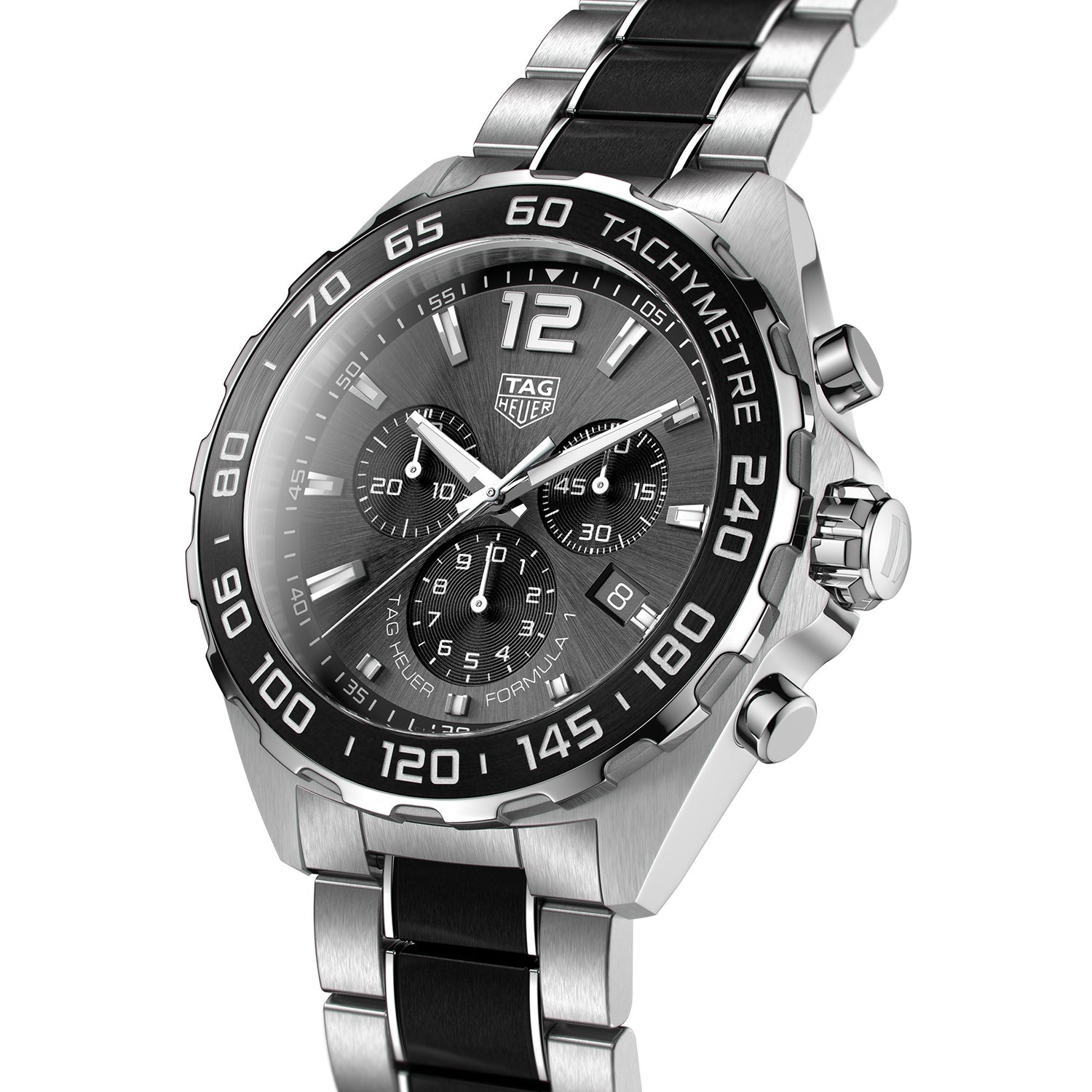 Tag heuer formula 1 mens sales grey 43mm quartz chronograph watch