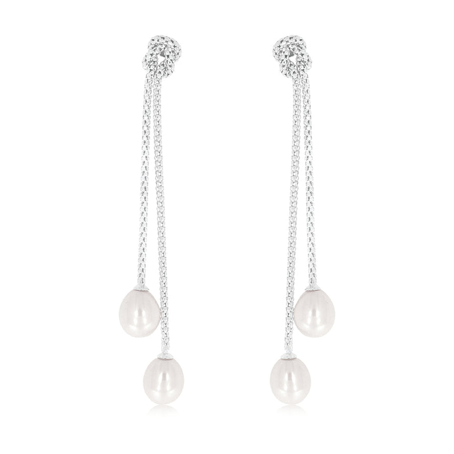 Sterling Silver White Cultured Fresh Water Pearl Drop Earrings