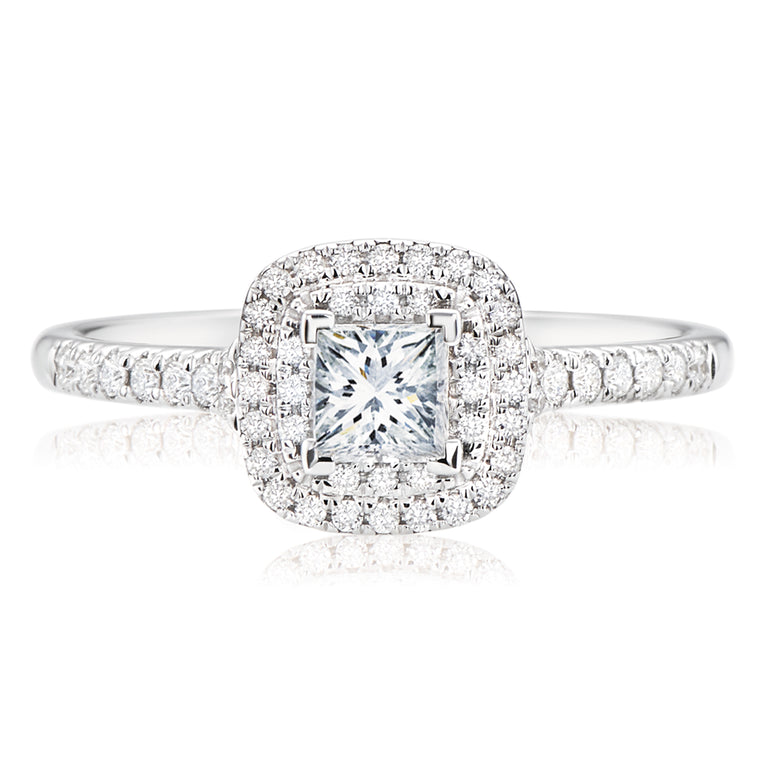 Forevermark 18ct White Gold Princess & Round Cut with 1/2 CARAT tw of Diamonds Ring