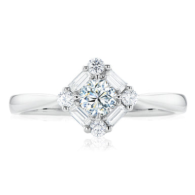 Forevermark 18ct White Gold Round & Baguette Cut with 1/2 CARAT tw of Diamonds Ring