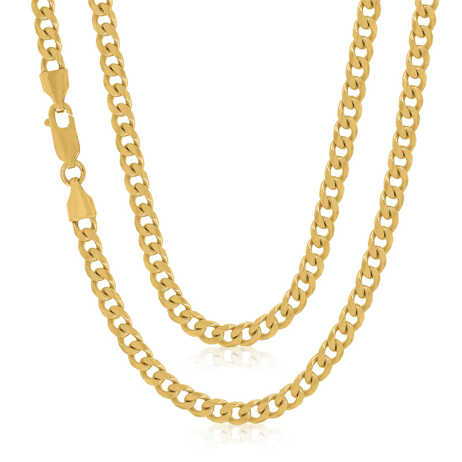 9ct Yellow Gold 55cm Diamond Cut Curb Chain