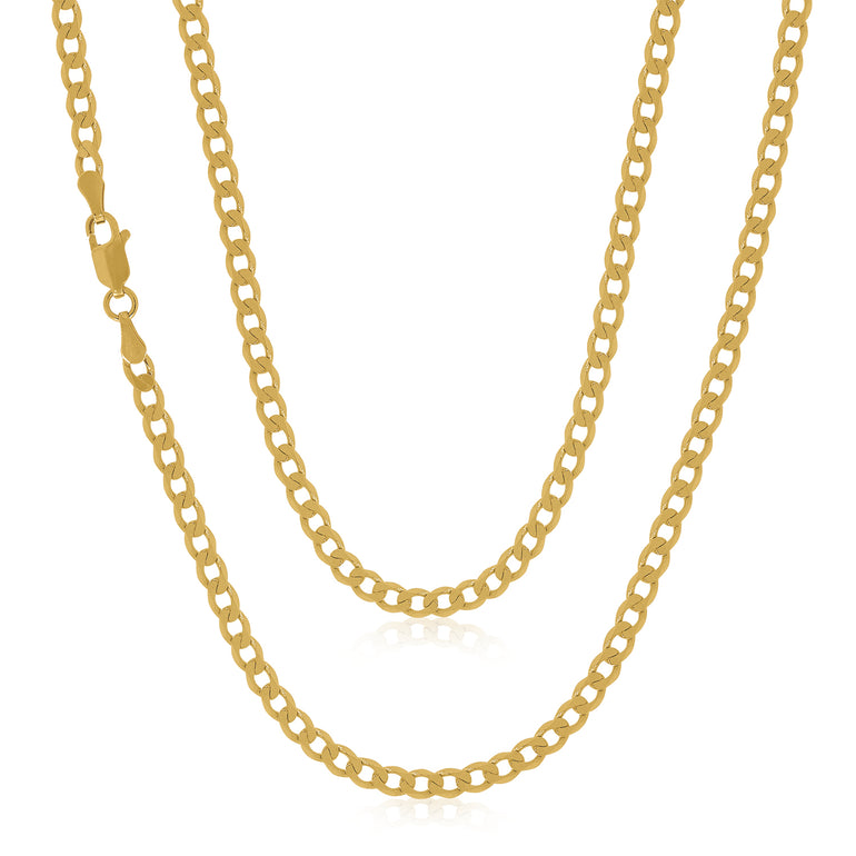 9ct Yellow Gold Diamond Cut Curb Chain