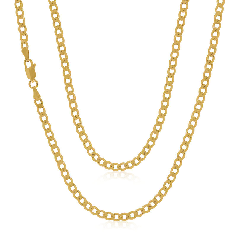 9ct Yellow Gold Diamond Cut Curb Chain