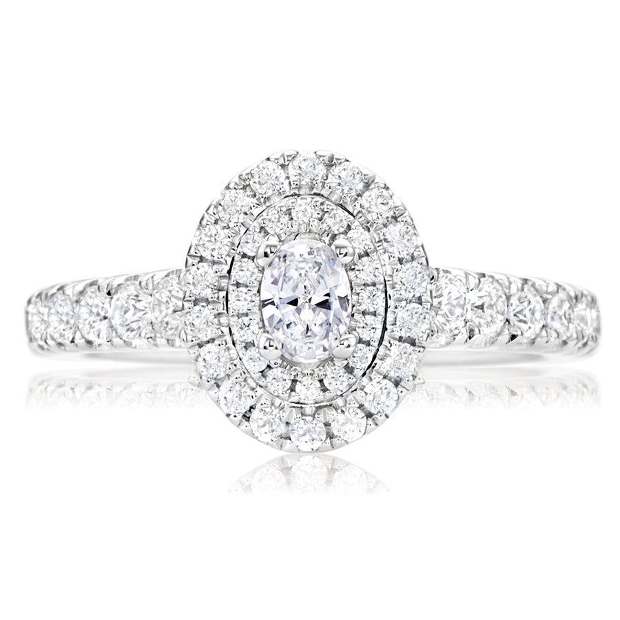 Vera Wang Love 18ct White Gold Oval & Round Cut with 1 Carat tw of Diamonds Ring
