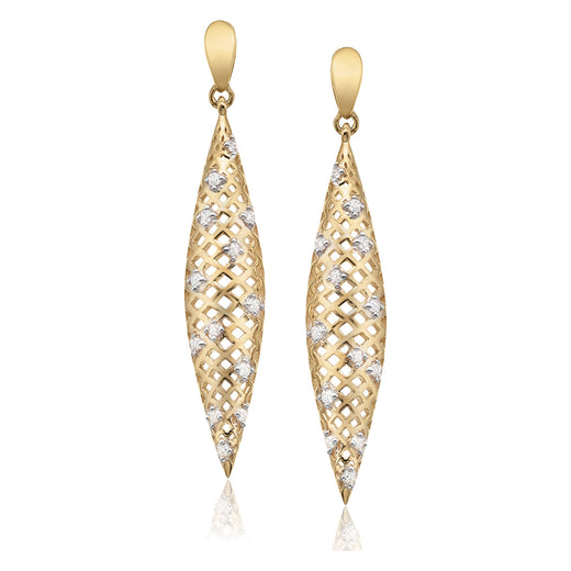 9ct Yellow Gold Round Brilliant Cut with 0.20 CARAT tw of Diamonds Drop Earrings
