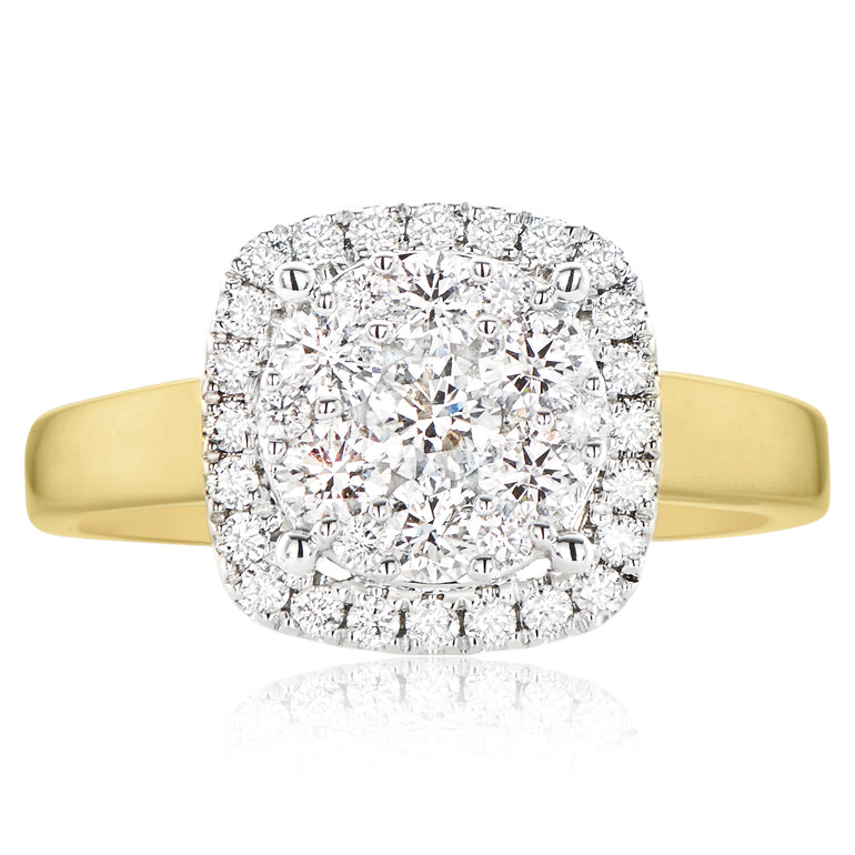 9ct Two Tone Gold Round Brilliant Cut 1 Carat tw of Diamonds Ring