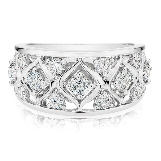 14ct White Gold Round Brilliant Cut with 1 CARAT tw of Diamonds Ring