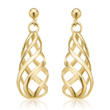9ct Yellow Gold Twist Drop Earrings