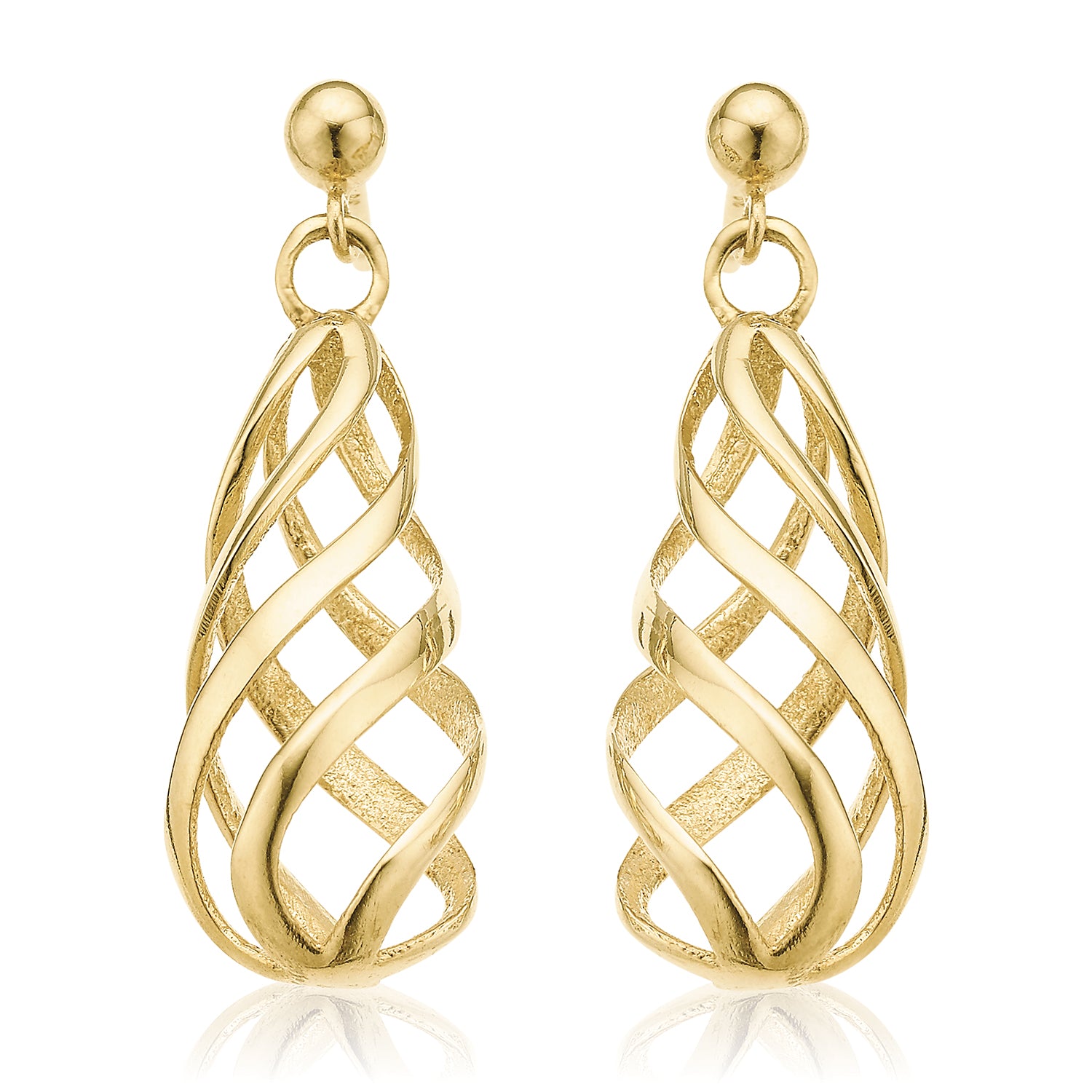 9ct Yellow Gold Twist Drop Earrings