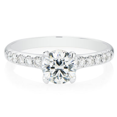 Promise 18ct White Gold Round Brilliant Cut with 1 CARAT tw Certified Diamond Ring