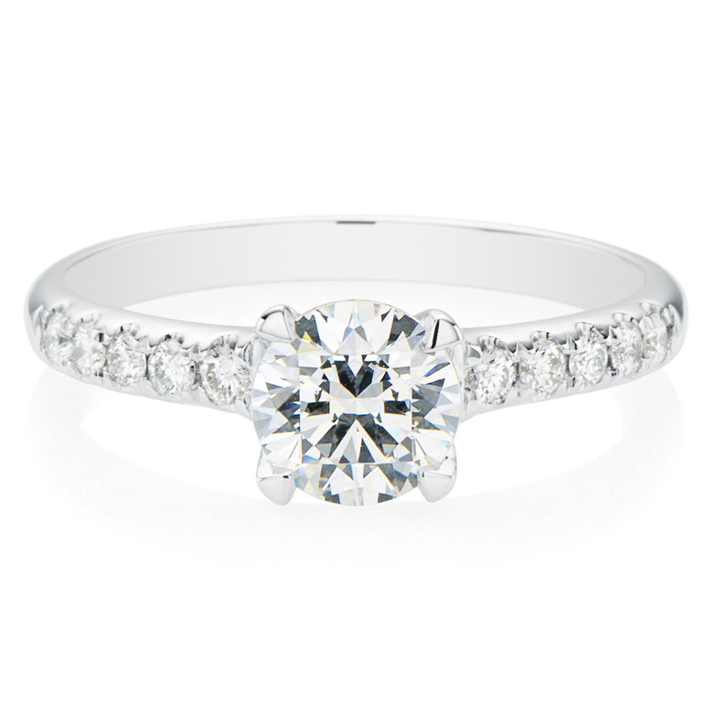 Promise 18ct White Gold Round Brilliant Cut with 1 CARAT tw Certified Diamond Ring