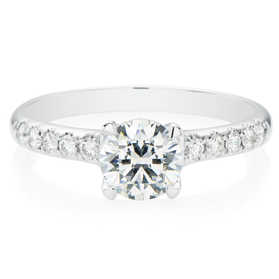 Promise 18ct White Gold Round Brilliant Cut with 1 CARAT tw Certified Diamond Ring