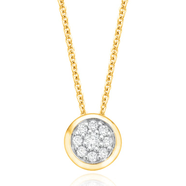 9ct Yellow Gold Round Brilliant Cut 0.12 CARAT tw of Diamonds Pendant