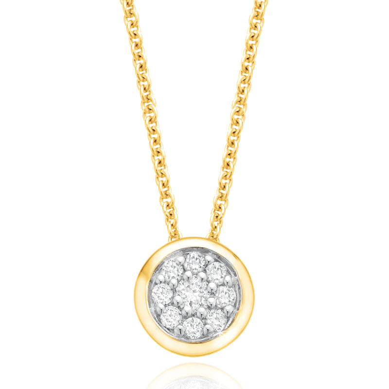 9ct Yellow Gold Round Brilliant Cut 0.12 CARAT tw of Diamonds Pendant