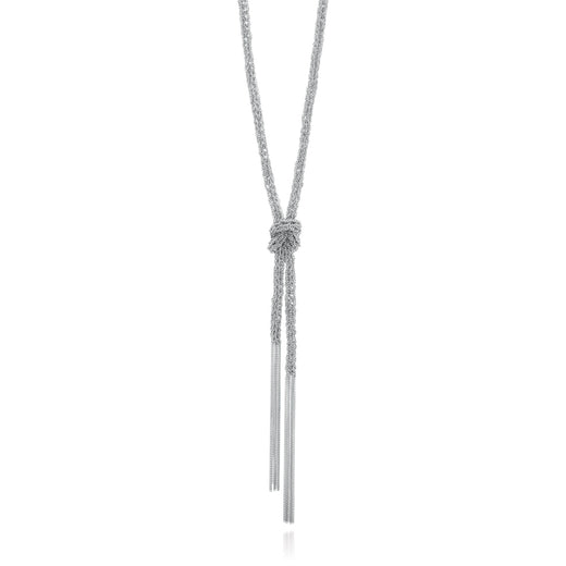 Sterling Silver 45cm Tassle Knot Necklace