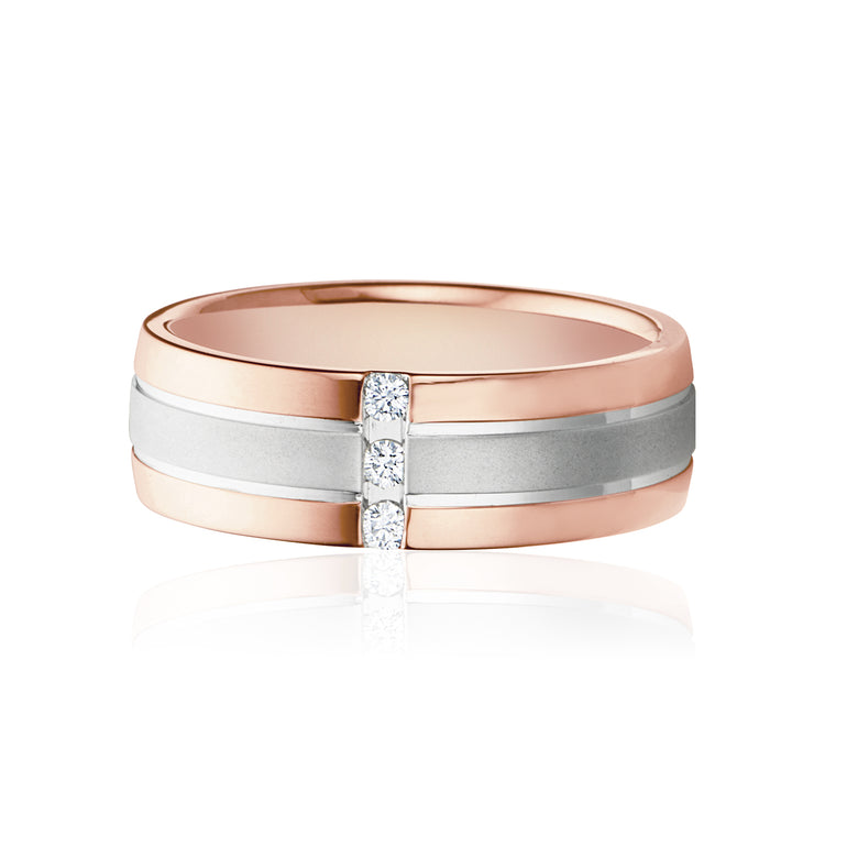 9ct Rose & White Gold Round Brilliant Cut with 0.10 CARAT tw of Diamonds Ring