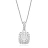 18ct White Gold Emerald & Round Brilliant Cut with 0.55 CARAT tw of Diamond Pendant