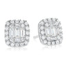 18ct White Gold Emerald & Round Brilliant Cut with 0.55 CARAT tw of Diamonds Earrings