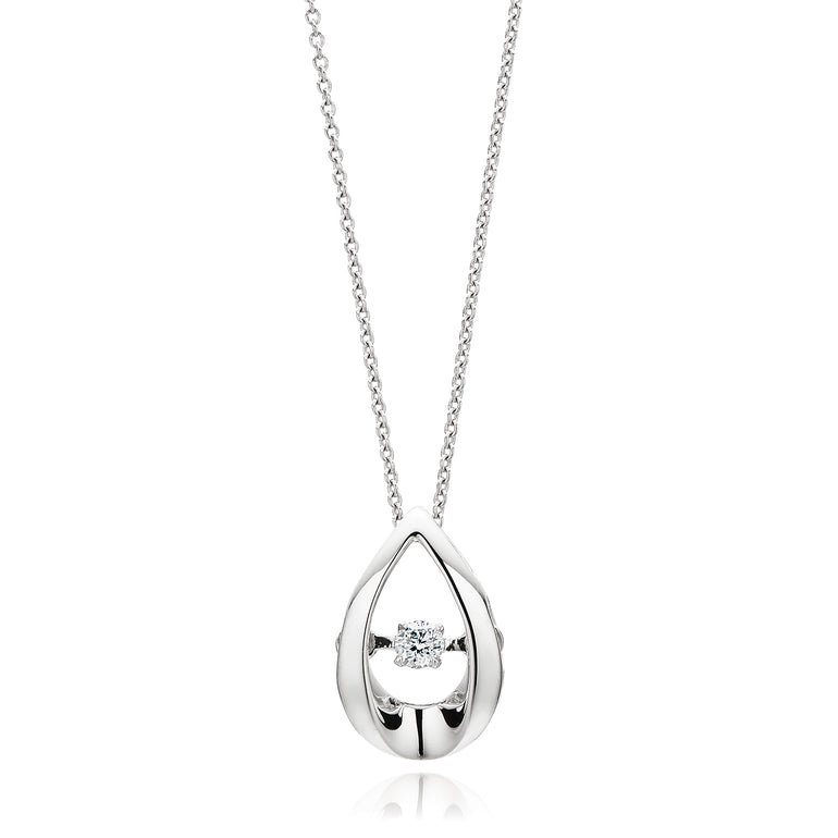 9ct White Gold Round Brilliant Cut Diamond Set Pendant