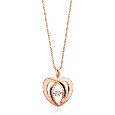 9ct Rose Gold Round Brilliant Cut Diamond Set Pendant